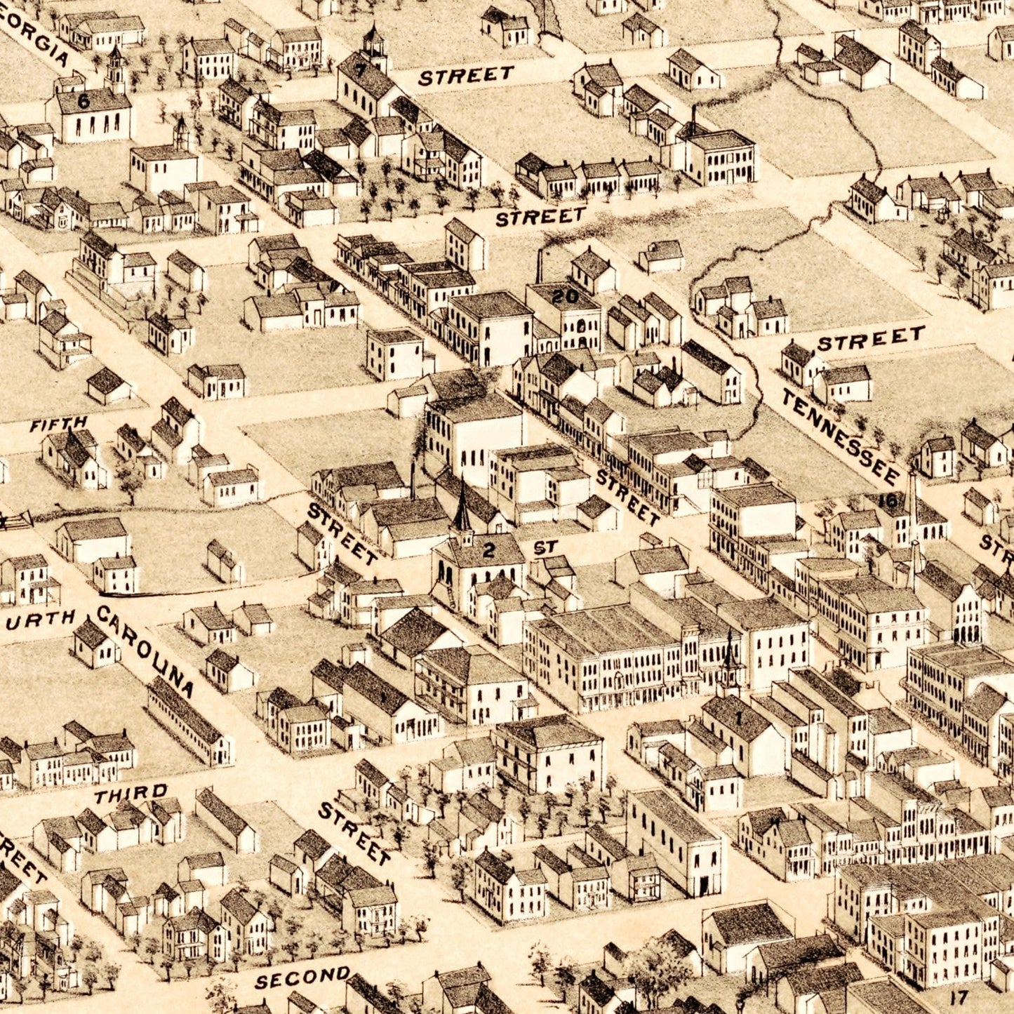 Vintage Map of Louisiana, Missouri 1876