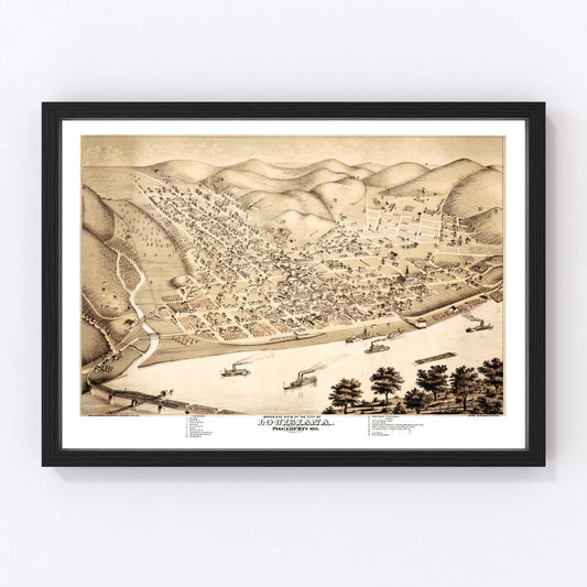 Vintage Map of Louisiana, Missouri 1876