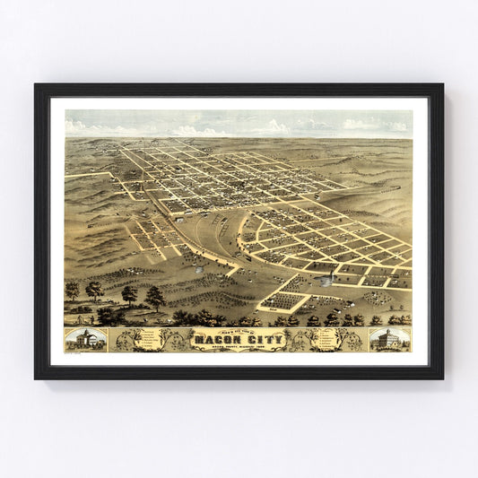 Vintage Map of Macon City, Missouri 1869