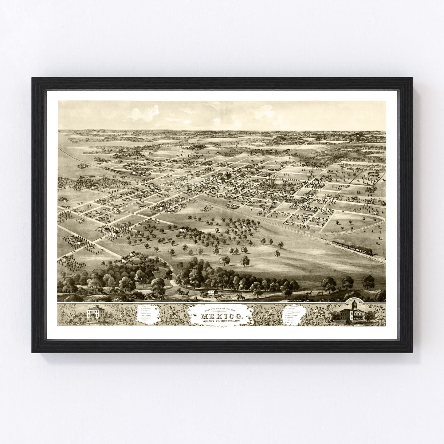 Vintage Map of Mexico, Missouri 1869