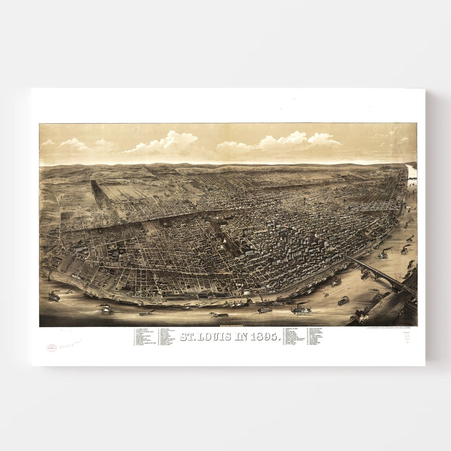 Vintage Map of St. Louis, Missouri 1895
