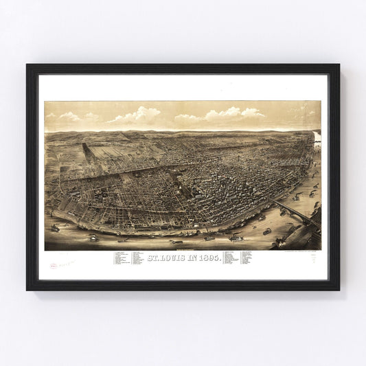 Vintage Map of St. Louis, Missouri 1895