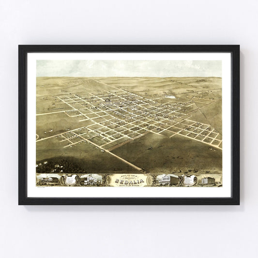 Vintage Map of Sedalia, Missouri 1869