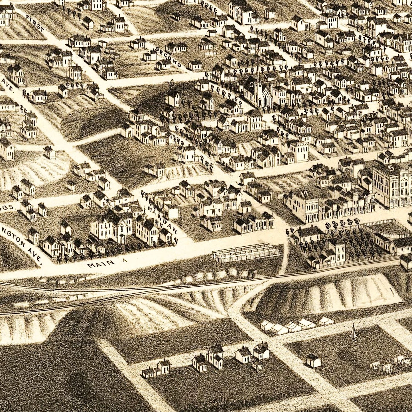 Vintage Map of Bismarck, North Dakota 1883