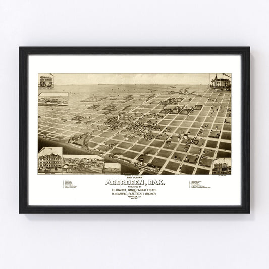 Vintage Map of Aberdeen, South Dakota 1883