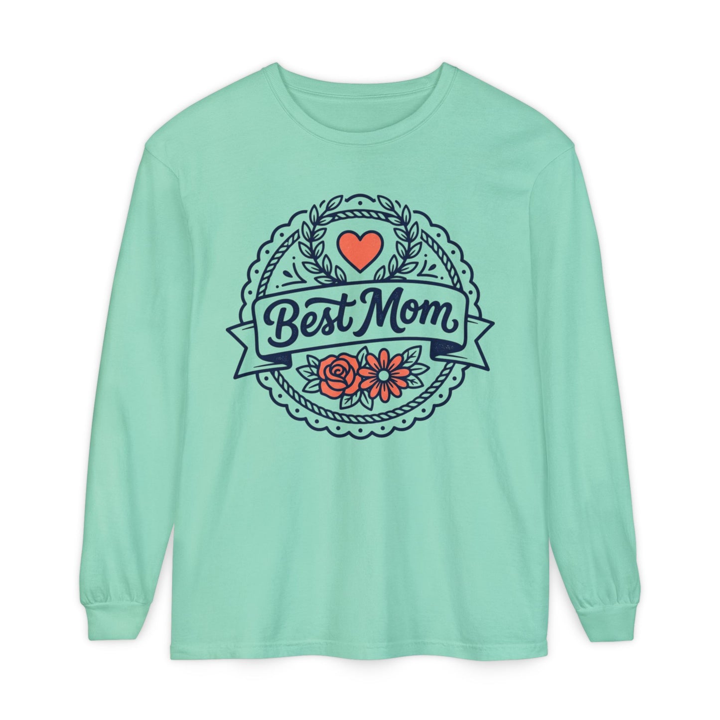 Best Mom Long Sleeve T-Shirt — Floral Heart Mother's Day Tee