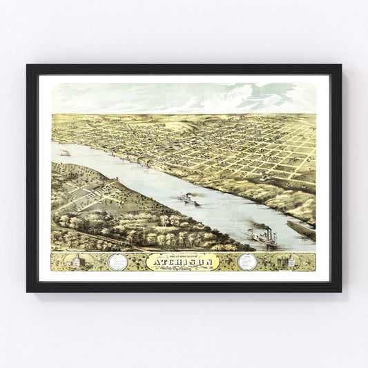 Vintage Map of Atchison, Kansas 1869