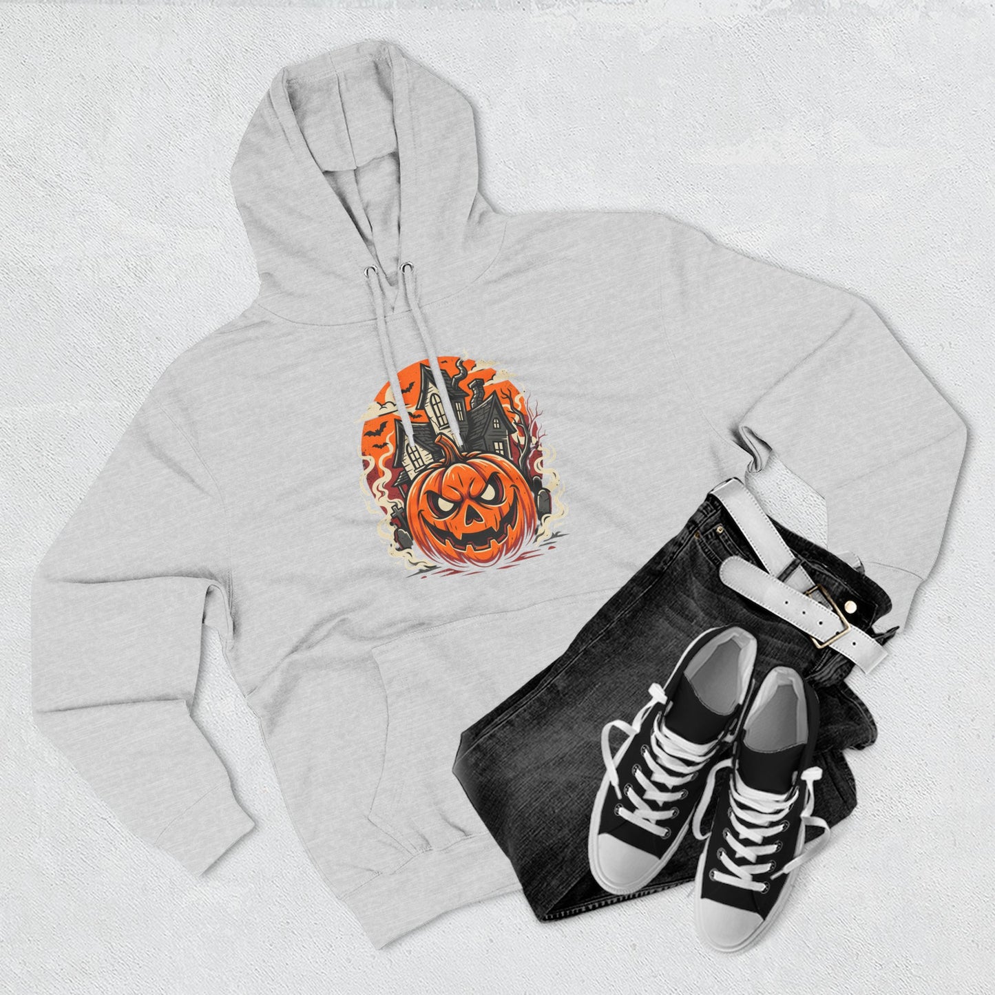 Halloween Pumpkin Hoodie — Jack-O'-Lantern Haunted House Fleece Hoodie