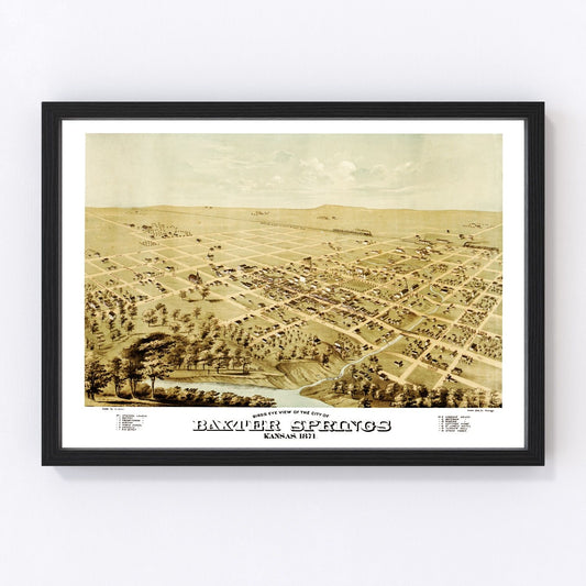 Vintage Map of Baxter Springs, Kansas 1871