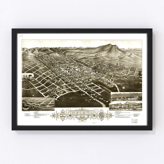 Vintage Map of Helena, Montana 1883