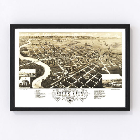 Vintage Map of Miles City, Montana 1883