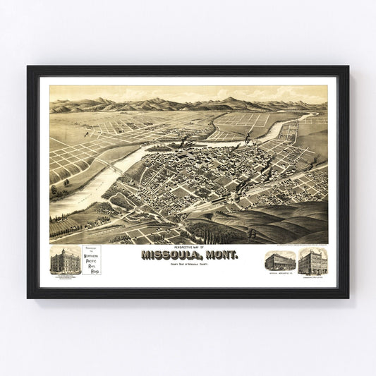 Vintage Map of Missoula, Montana 1891