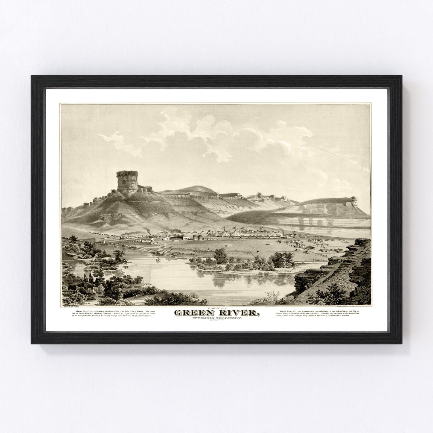 Vintage Map of Green River, Wyoming 1875