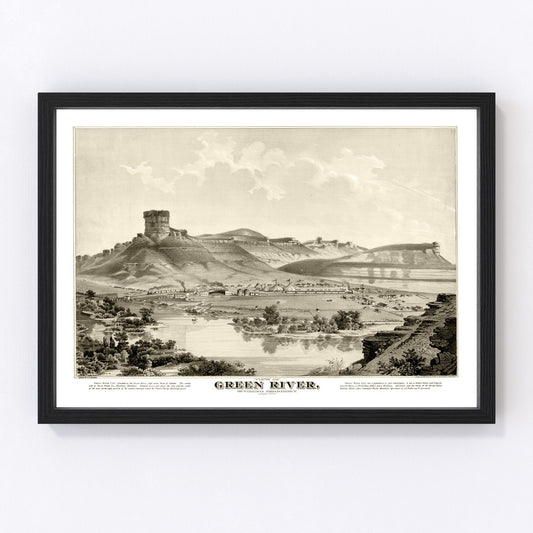 Vintage Map of Green River, Wyoming 1875