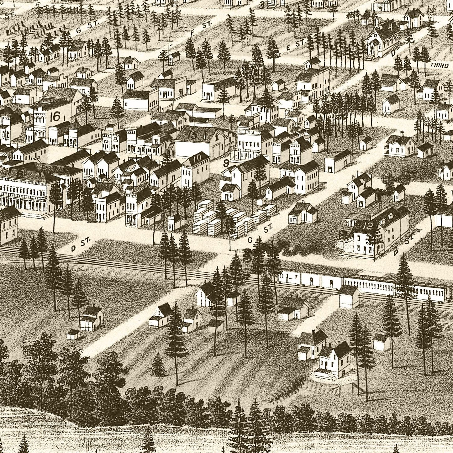 Vintage Map of Cheney, Washington 1884