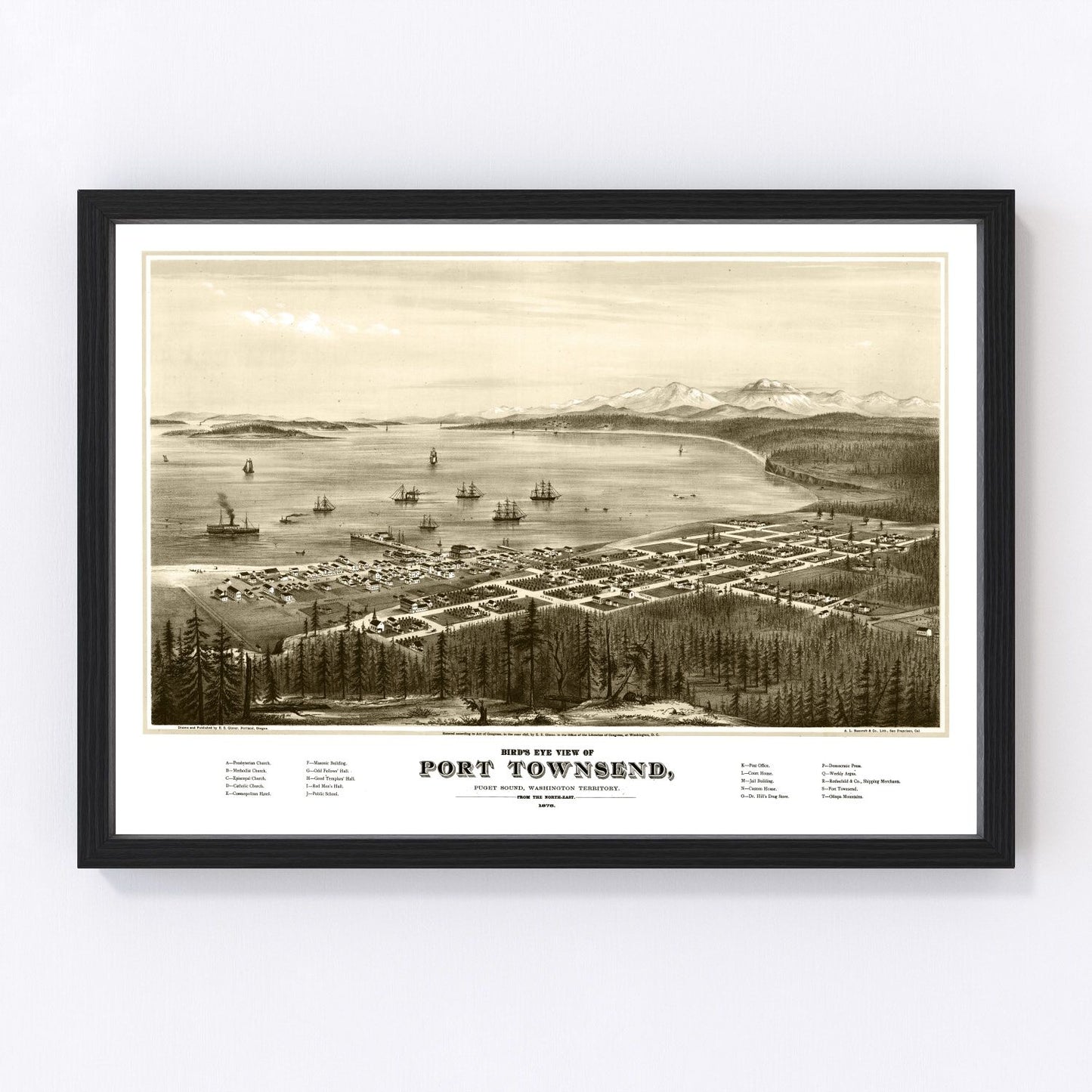 Vintage Map of Port Townsend, Washington 1878