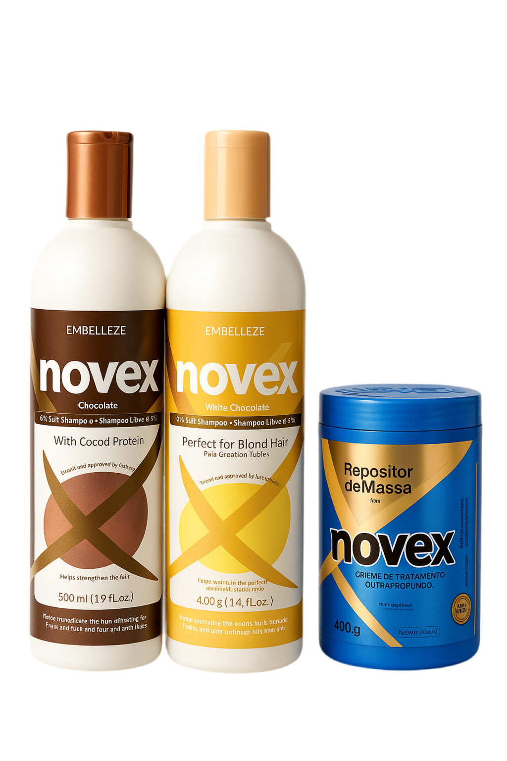 Novex Chococare & Chococlean Shampoo With Cocoa Protein And Mass Reposition Hair Mask Set