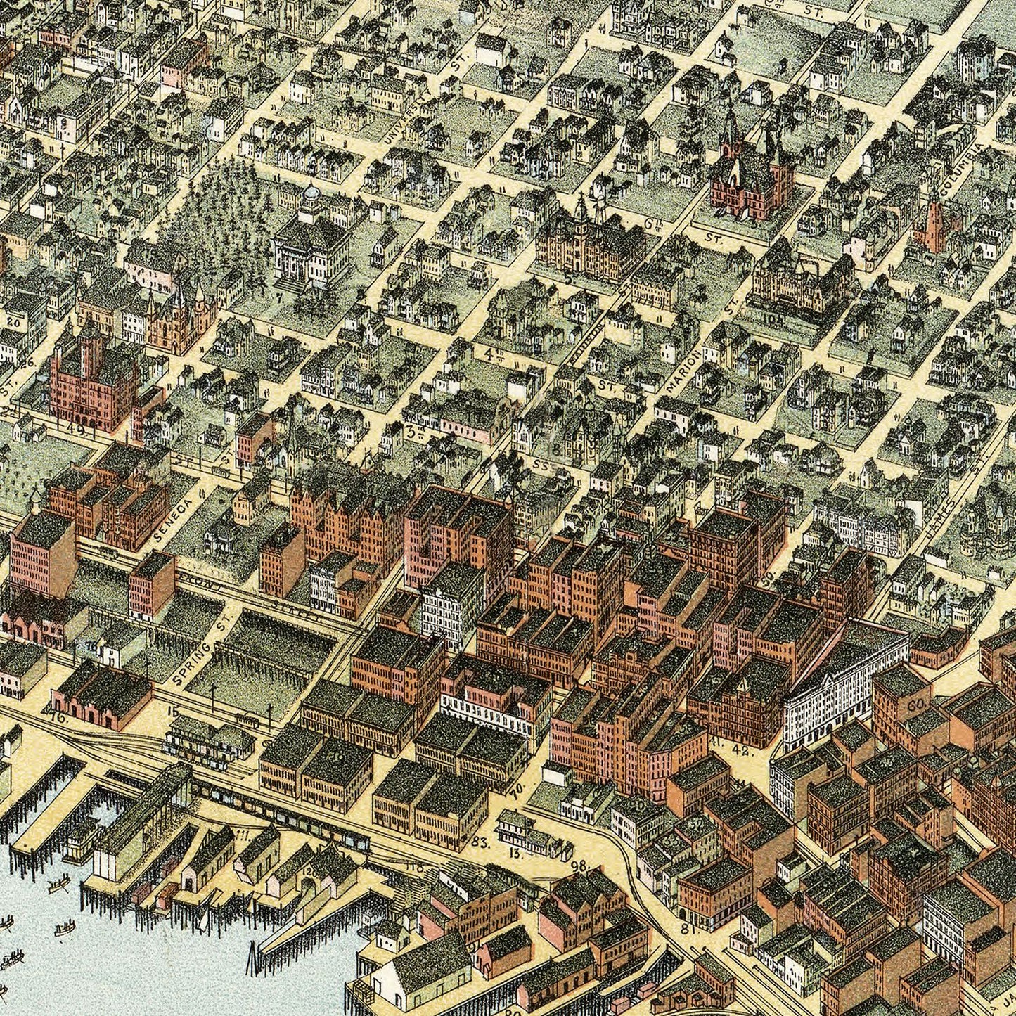 Vintage Map of Seattle, Washington 1891