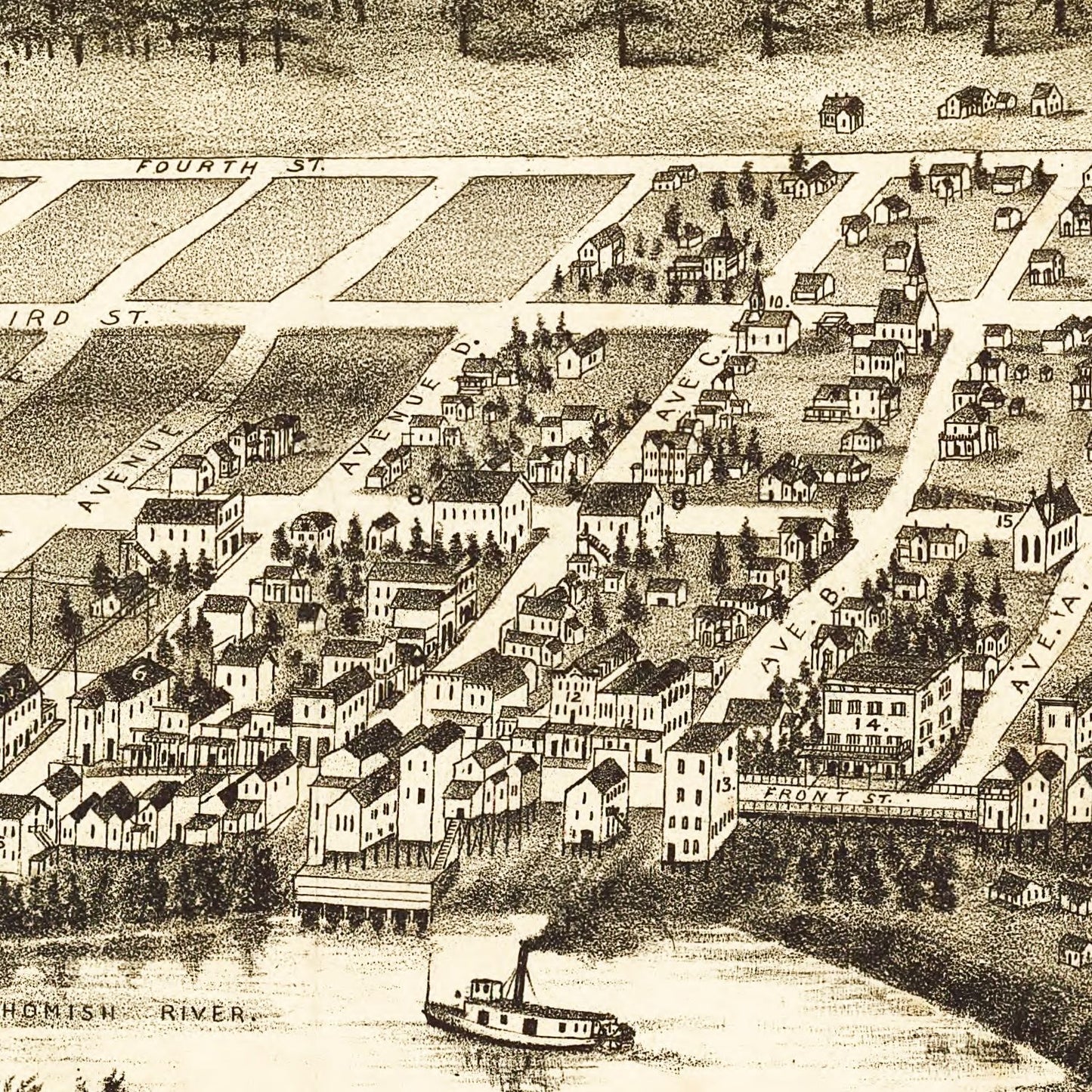 Vintage Map of Snohomish, Washington 1890