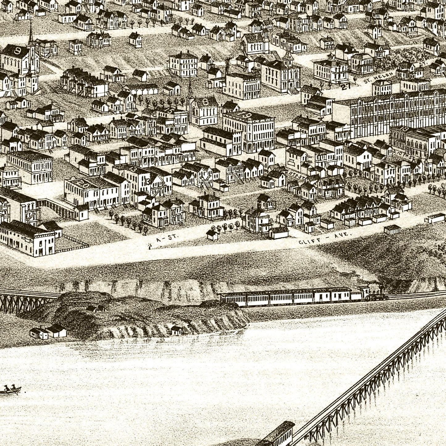 Vintage Map of Tacoma, Washington 1884