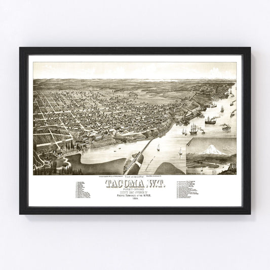 Vintage Map of Tacoma, Washington 1884