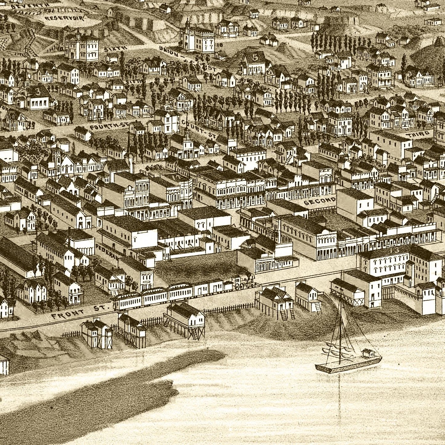 Vintage Map of Dalles, Oregon 1884