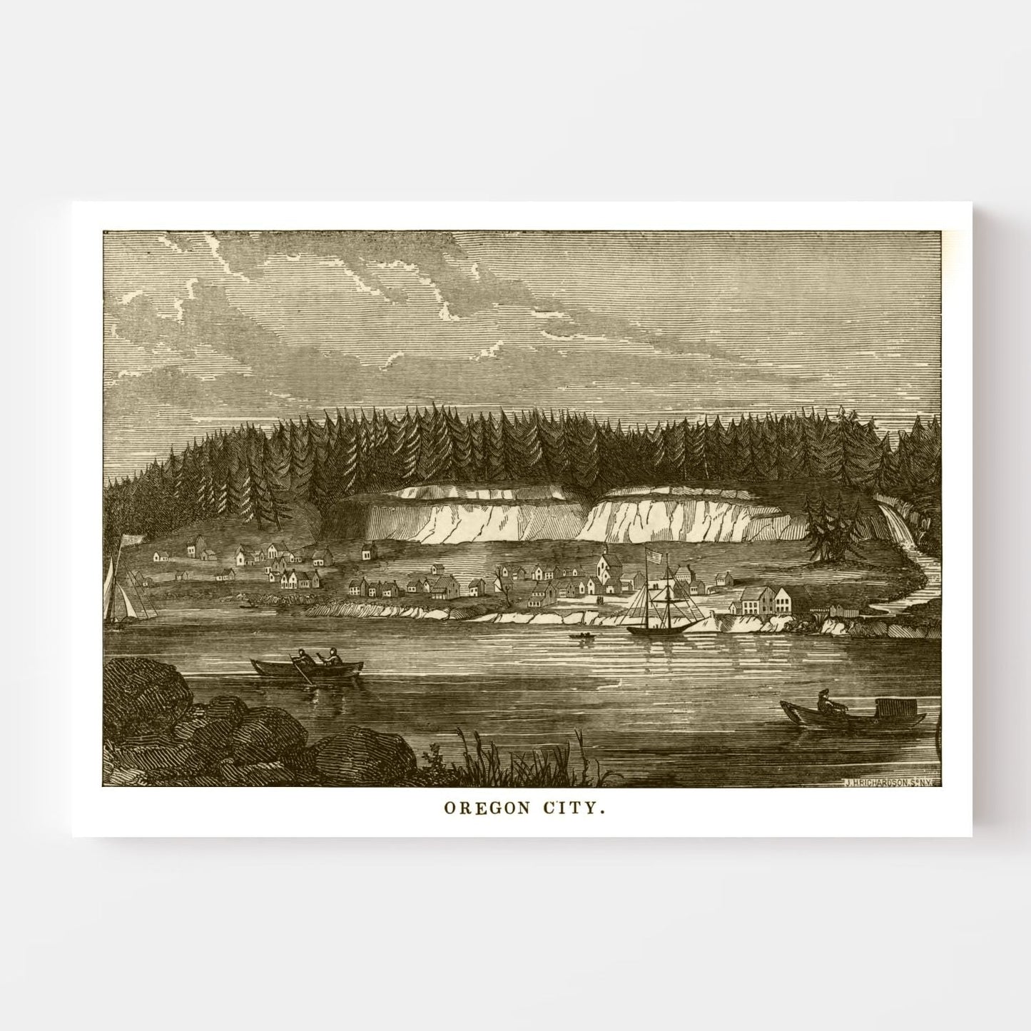 Vintage Map of Oregon City, Oregon 1880
