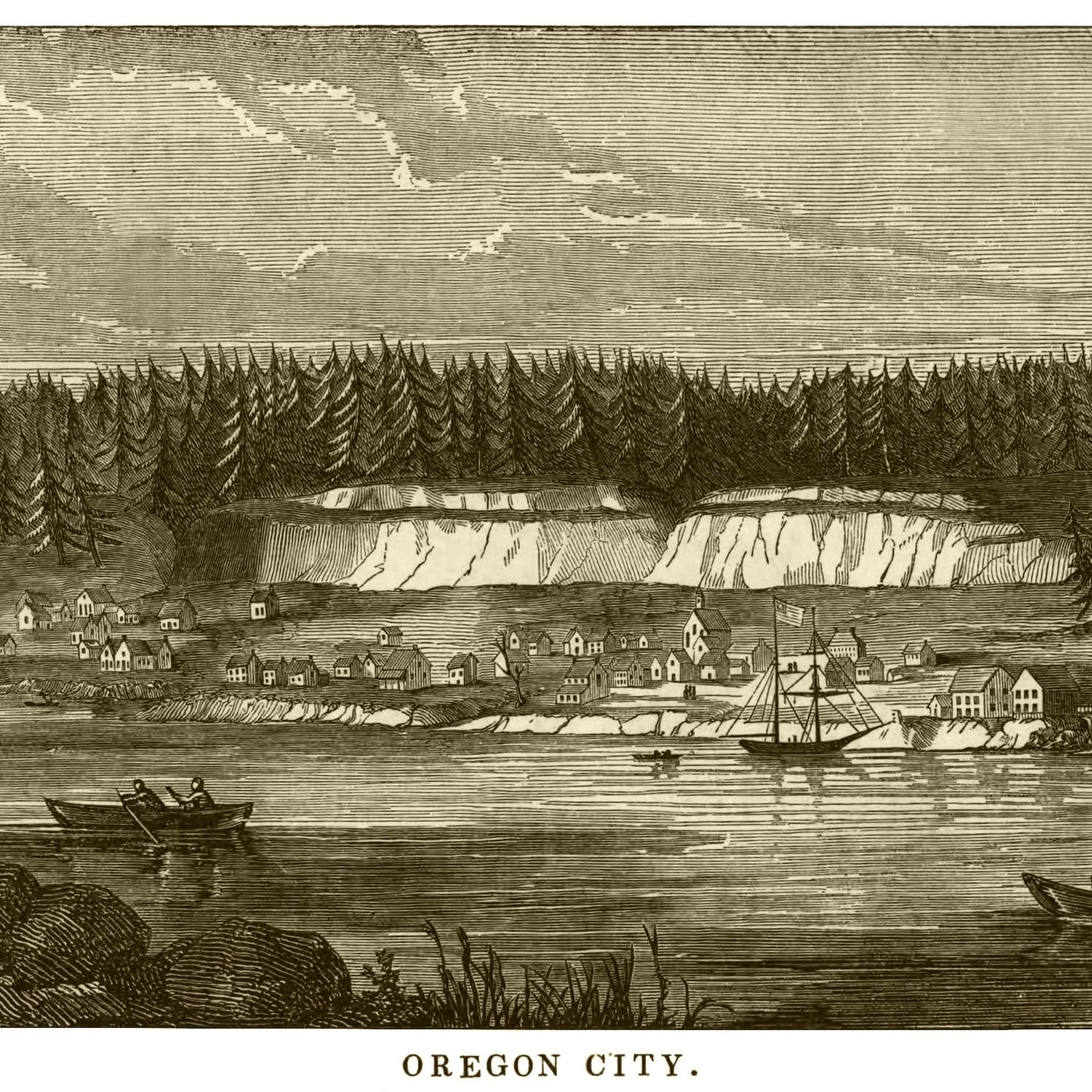 Vintage Map of Oregon City, Oregon 1880