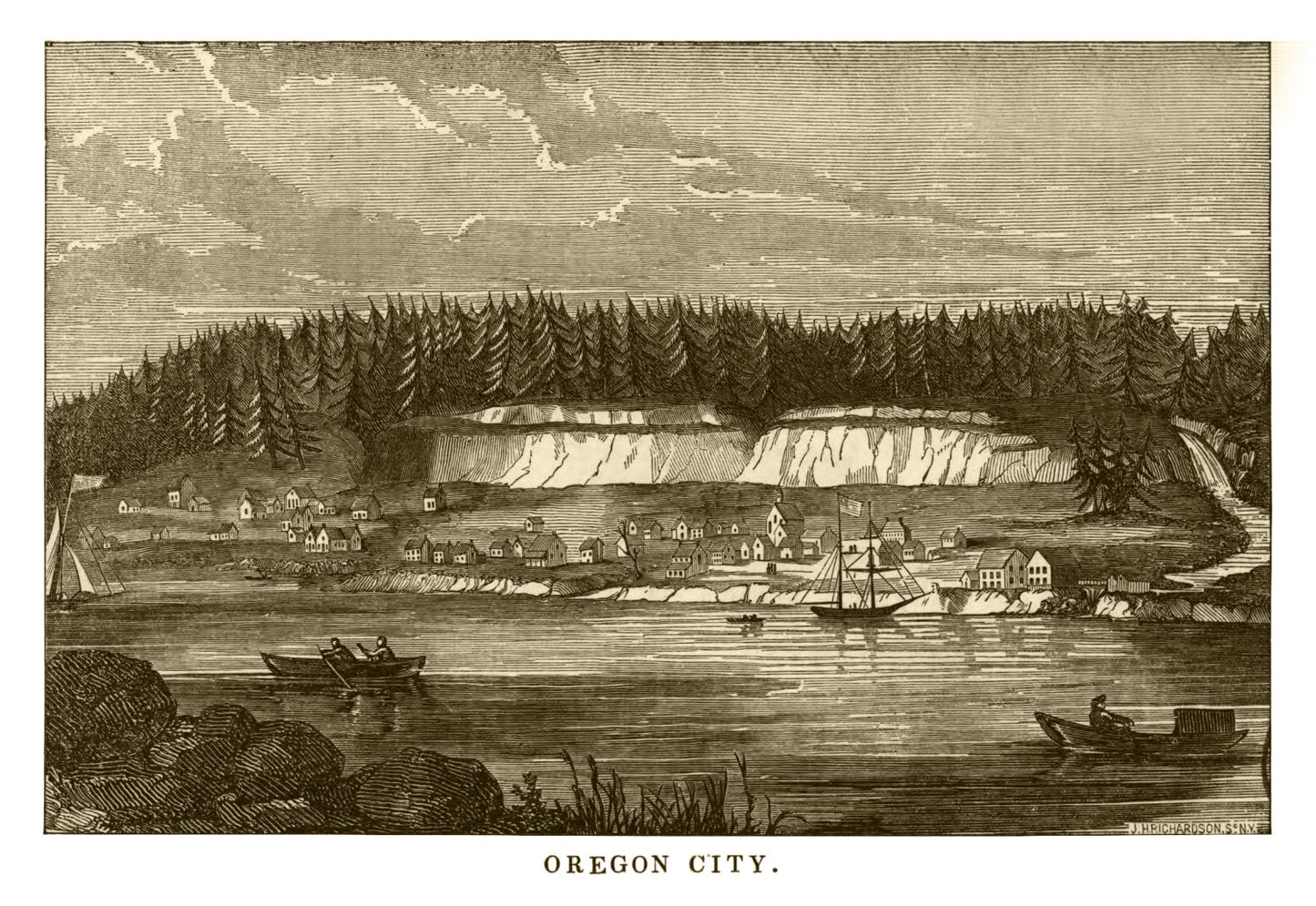 Vintage Map of Oregon City, Oregon 1880