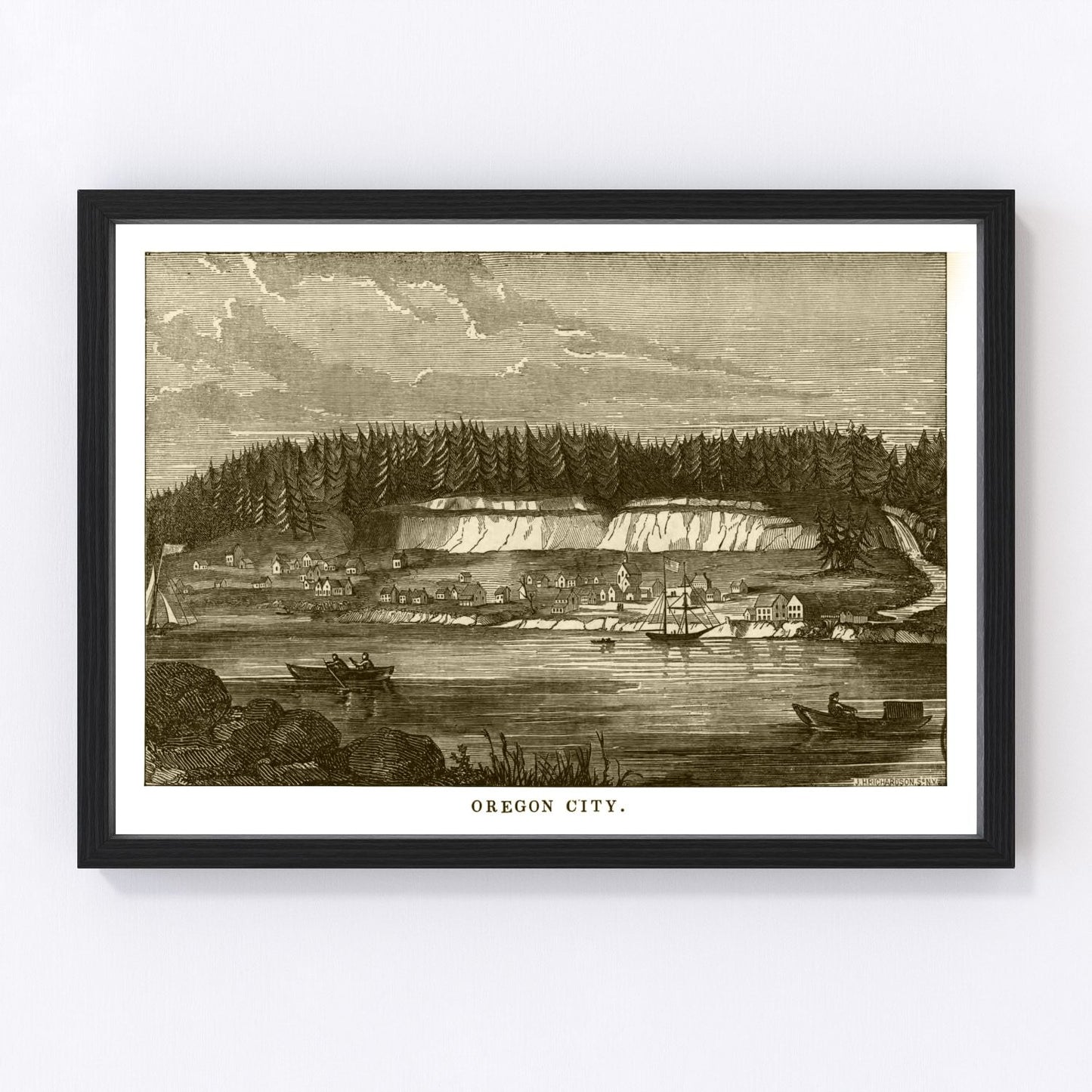 Vintage Map of Oregon City, Oregon 1880