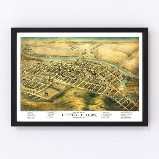 Vintage Map of Pendleton, Oregon 1890