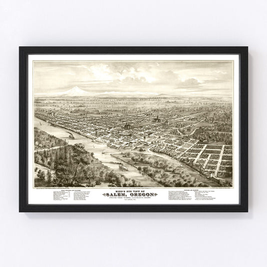 Vintage Map of Salem, Oregon 1876