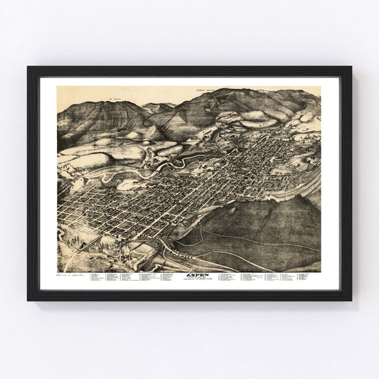 Vintage Map of Aspen, Colorado 1893