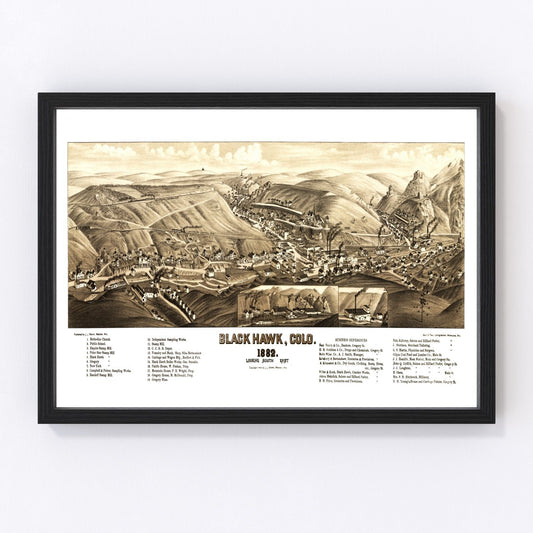 Vintage Map of Black Hawk, Colorado 1882