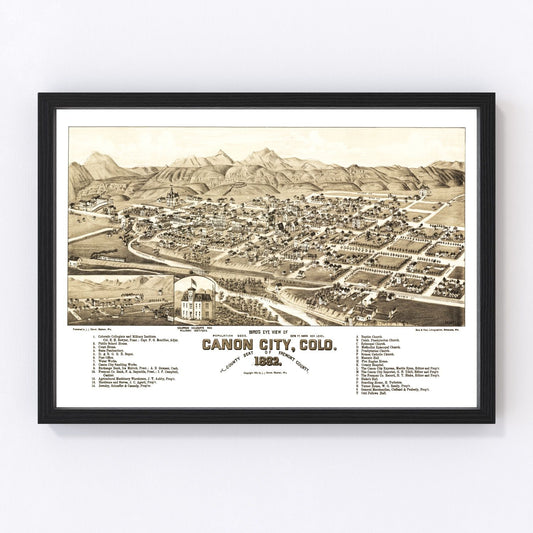 Vintage Map of Canon City, Colorado 1882