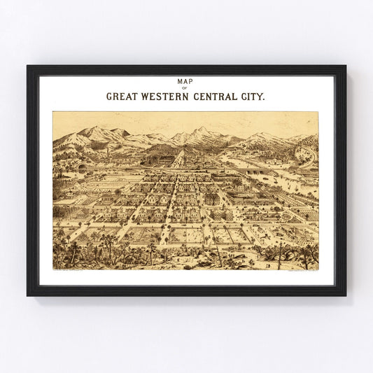 Vintage Map of Central City, Colorado 1887
