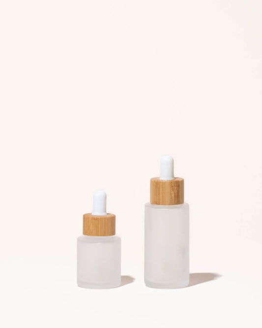 0.7oz / 20ml frosted glass & bamboo dropper bottle