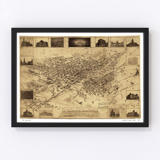 Vintage Map of Denver, Colorado 1881