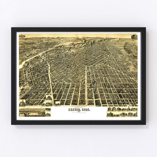 Vintage Map of Denver, Colorado 1889