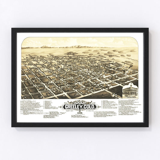 Vintage Map of Greeley, Colorado 1882