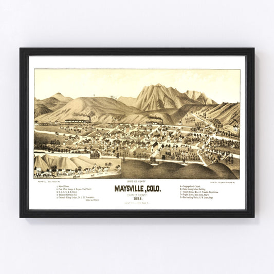 Vintage Map of Maysville, Colorado 1882