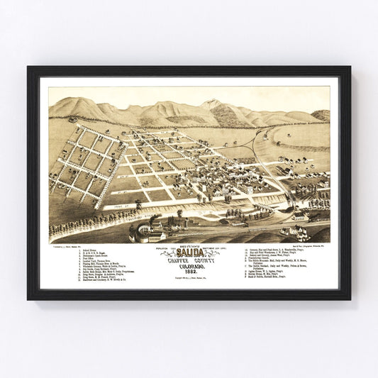 Vintage Map of Salida, Colorado 1882