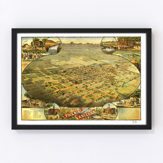 Vintage Map of Phoenix, Arizona 1885