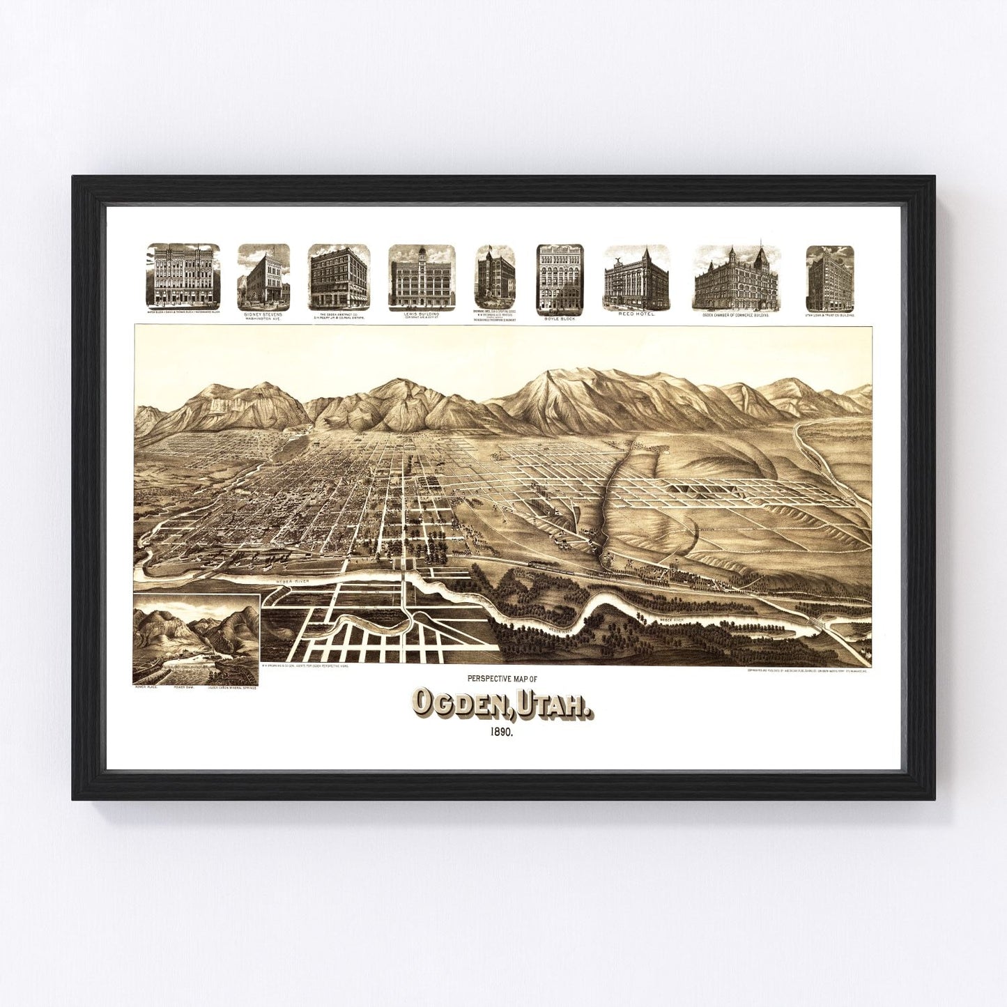 Vintage Map of Ogden, Utah 1890