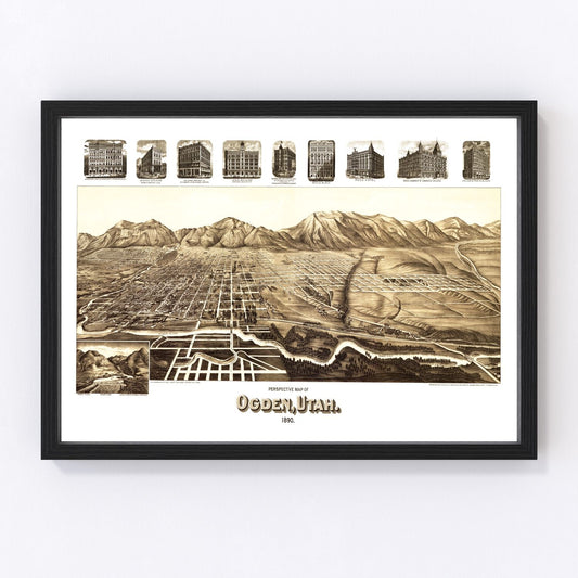 Vintage Map of Ogden, Utah 1890
