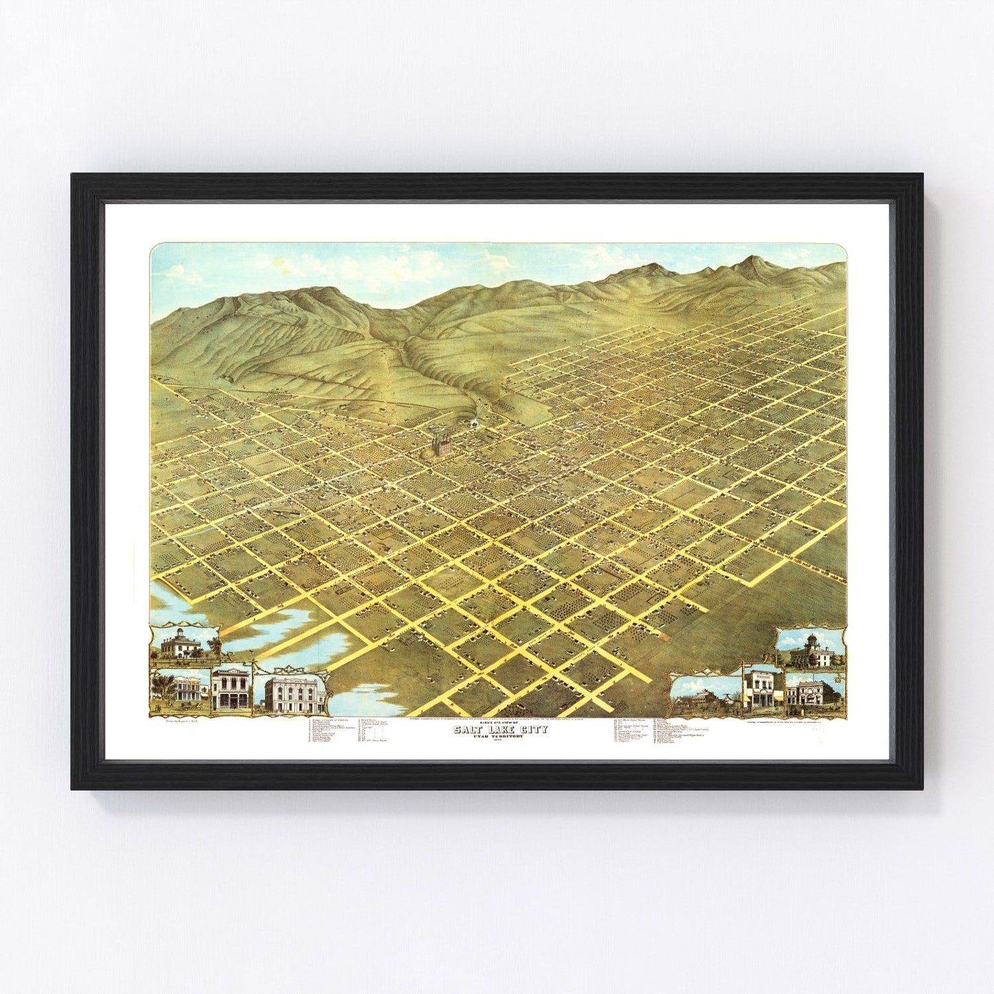Vintage Map of Salt Lake City, Utah 1870