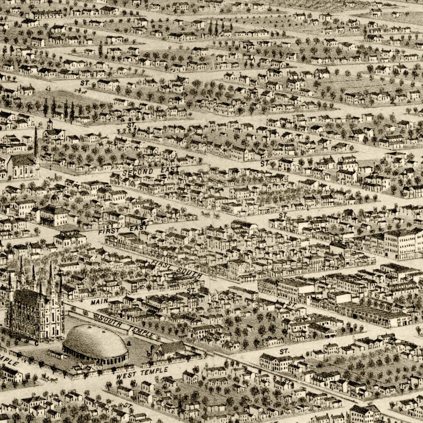 Vintage Map of Salt Lake City, Utah 1875