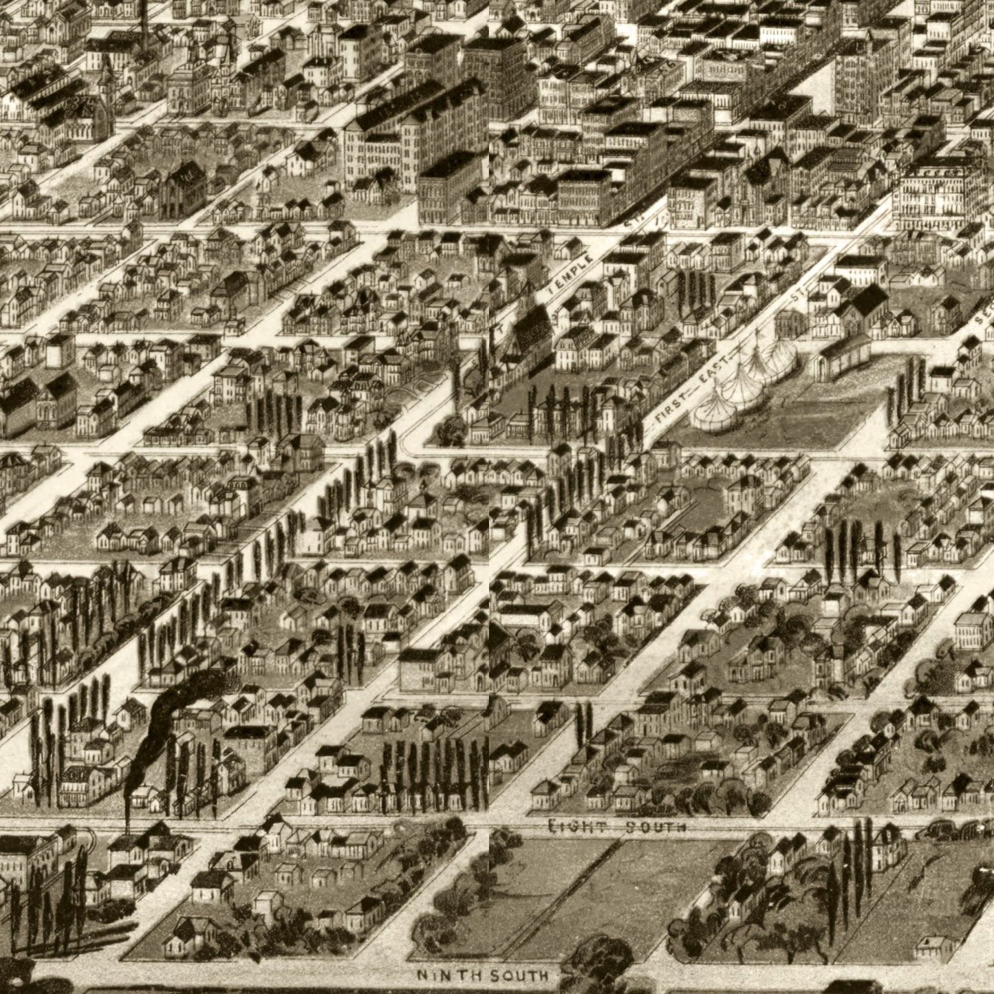 Vintage Map of Salt Lake City, Utah 1891