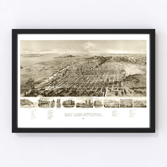 Vintage Map of Salt Lake City, Utah 1891