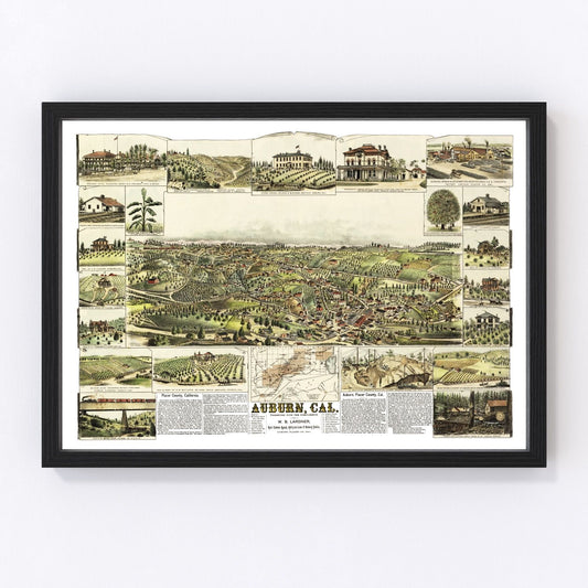 Vintage Map of Auburn, California 1887